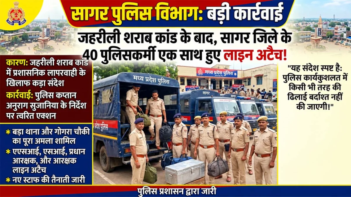 शराब कांड का असर - बंडा थाना के 40 पुलिसकर्मी एक साथ हुए लाइन अटैच, देखे लिस्ट