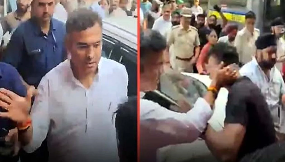 भाजपा के मंत्री ने युवक को मारा थप्पड़