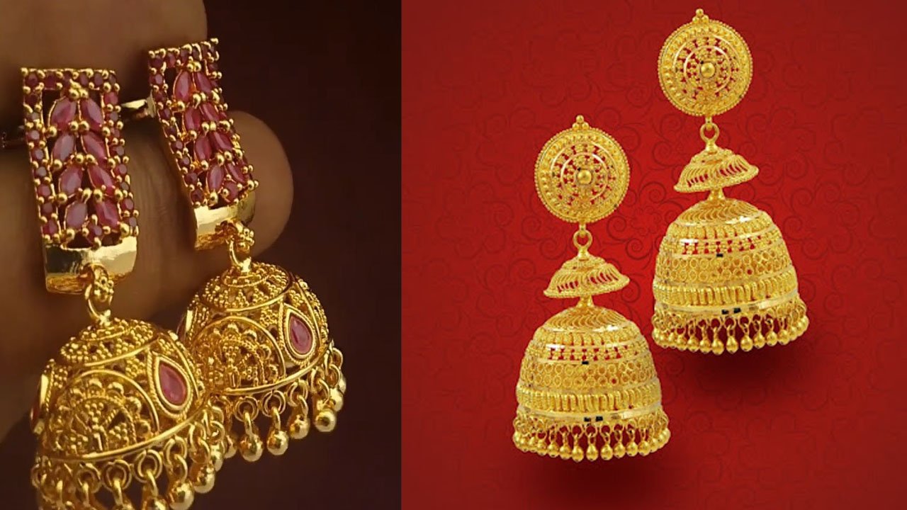 Gold Jhumka Design : कानों की खूबसूरती में चार चांद लगा देगी ये हैवी झुमके  डिज़ाइन