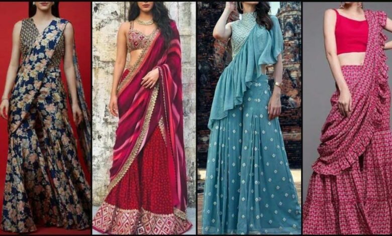 Sharara saree styles : अगर आप शादी में अलग दिखाना चाहती है तो सिंपल शरारा को साड़ी के स्टाइल पहने