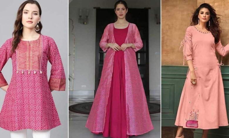pink kurti design : पिंक कलर की कुर्ती लगती है बेहद कूल, देखें डिजाइन