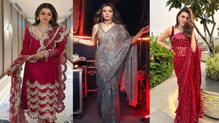 Celebrity Fashion : स्टाइलिश और आरामदायक लुक के लिए पहनें ये एक्ट्रेस हंसिका मोटवानी के सलवार-सूट-टू-साड़ी डिज़ाइन