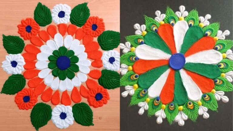 Tri Color Rangoli : 15 अगस्त के शुभ अवसर पर बनाये तिरंगे थीम वाली रंगोली , देखें डिजाइन