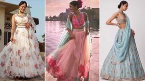 मेहंदी फंक्शन में खूबसूरत हल्के रंग केLehenga को स्टाइल करें