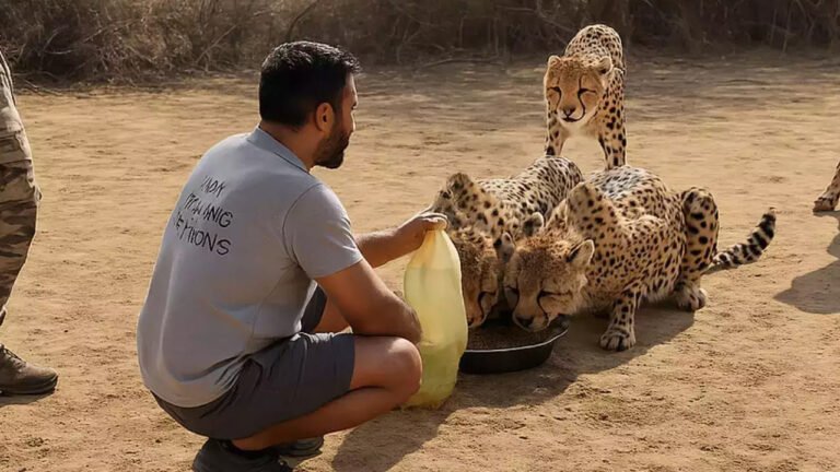 Kuno Cheetah : युवक ने गर्मी में चीते को पिलाया पानी,वीडियो हुआ वायरल