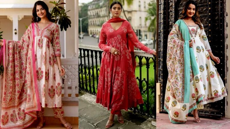 फ्लोरल प्रिंट Cotton Kurta Set डिज़ाइन से पाएं परफेक्ट एथनिक लुक