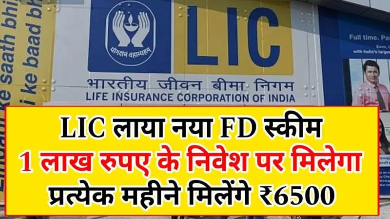 LIC FD Scheme : एलआईसी ने लांच किया नया FD स्कीम, 1 लाख रुपए करें निवेश, और प्रत्येक महीने मिलेंगे 6500 रुपए