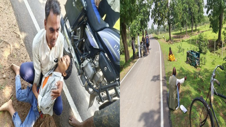 Singrauli -अनियंत्रित ई-रिक्शा के खाई में गिरने से चार यात्री घायल,एक बच्चे की मौके पर मौत