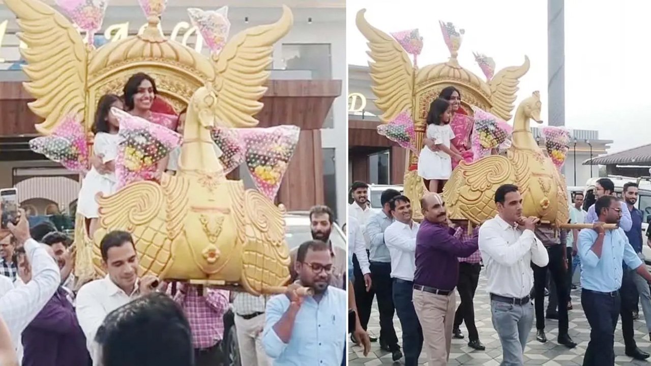 MP - महिला कलेक्टर को पालकी पर बैठाकर किया विदा