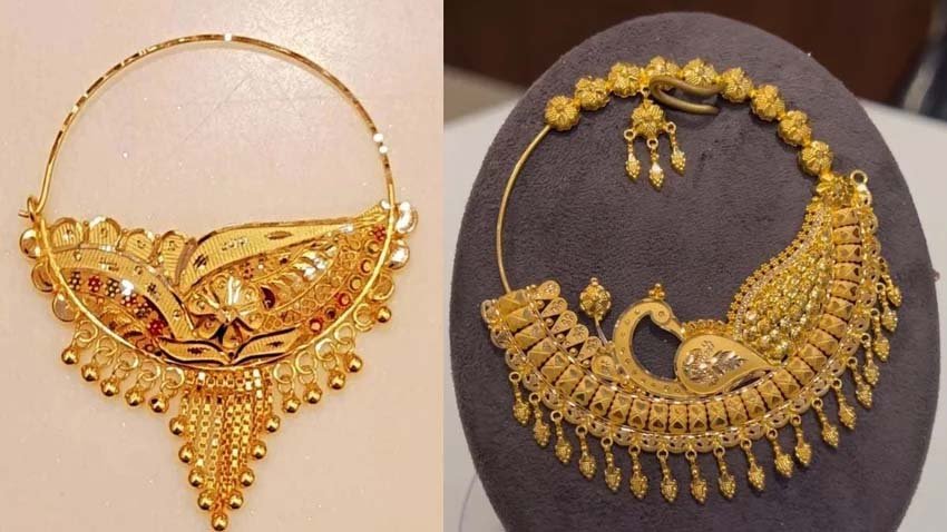 Bridal Gold Nath Design: ब्राइडल अपनी साड़ी या सूट के साथ खूबसूरत नथ डिजाइन को ट्राई करे