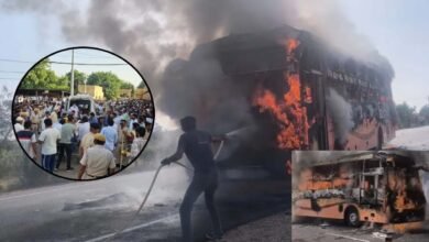 चलती बस में लगी आग, 15 यात्री जिन्दा जले