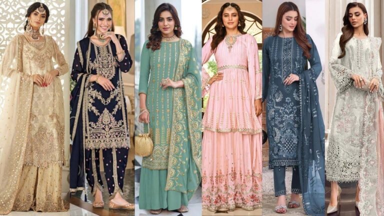 Stylish suit Design: शादी-पार्टी में एलिगेंट लुक के लिए लॉन्ग, वेलवेट और हेवी वर्क स्टाइलिश सूट चुनें