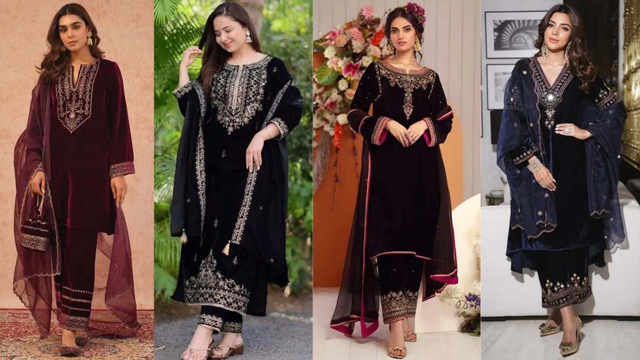 velvet kurta set: विंटर वेडिंग के लिए ट्रेंडी कुर्ता सेट डिजाइन्स