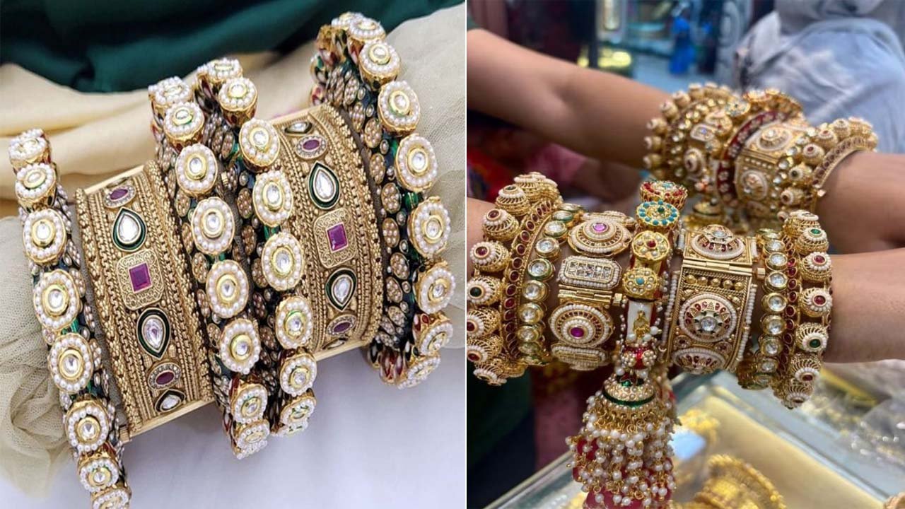 Kundan bangles Designs: टॉप कुंदन चूड़ियां डिज़ाइन,जो हर लुक को रॉयल बनाएं ,ब्राइडल से डेली लुक तक-