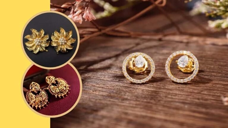 Gold Tops Earring : रोजाना पहनने के ल‍िए परफेक्‍ट हैं ये गोल्ड टॉप्स इयररिंग, देखें ड‍िजाइंस
