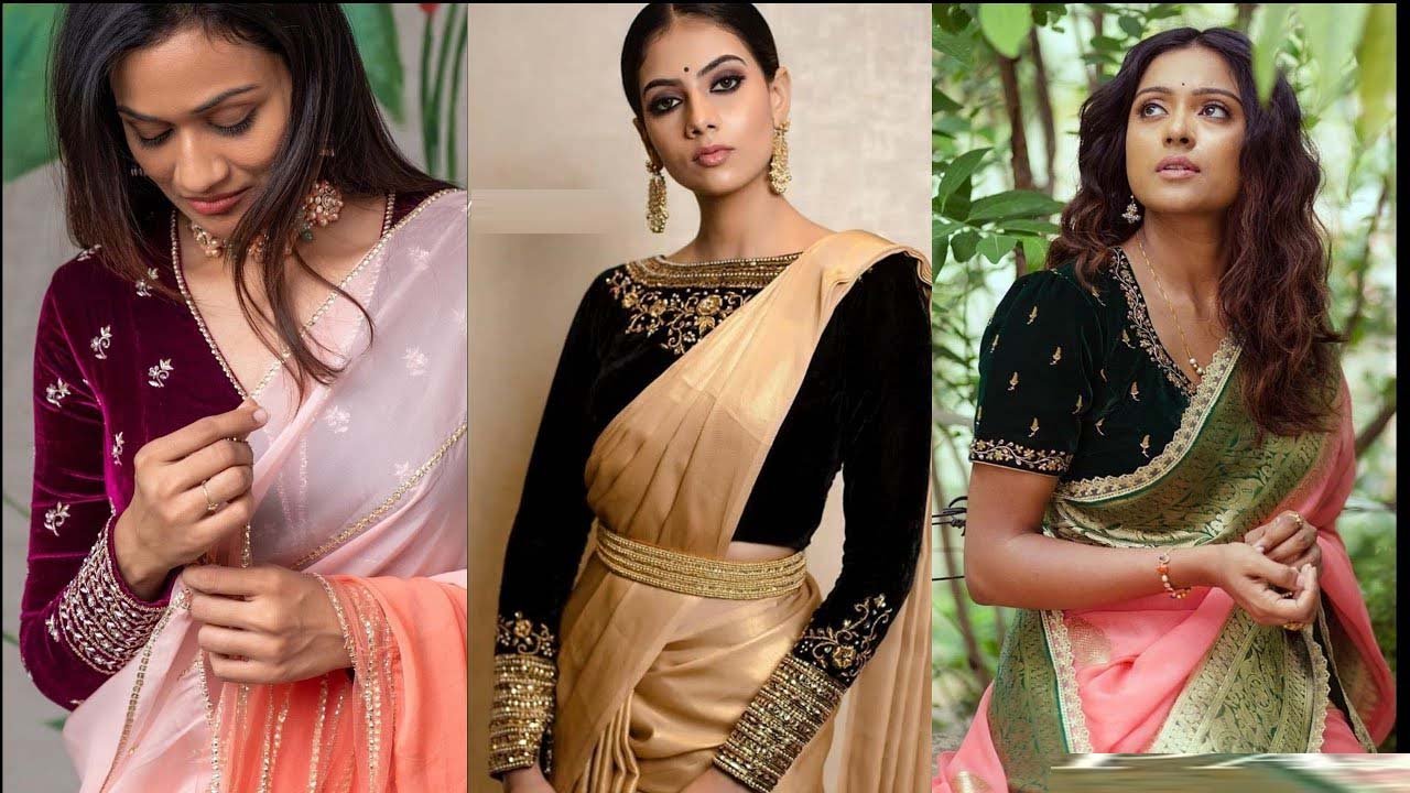 Velvet Saree Design: महिलाओं के लिए ट्रेंडी वेलवेट साड़ी शादी हो या पार्टी, हर फंक्शन रॉयल लुक