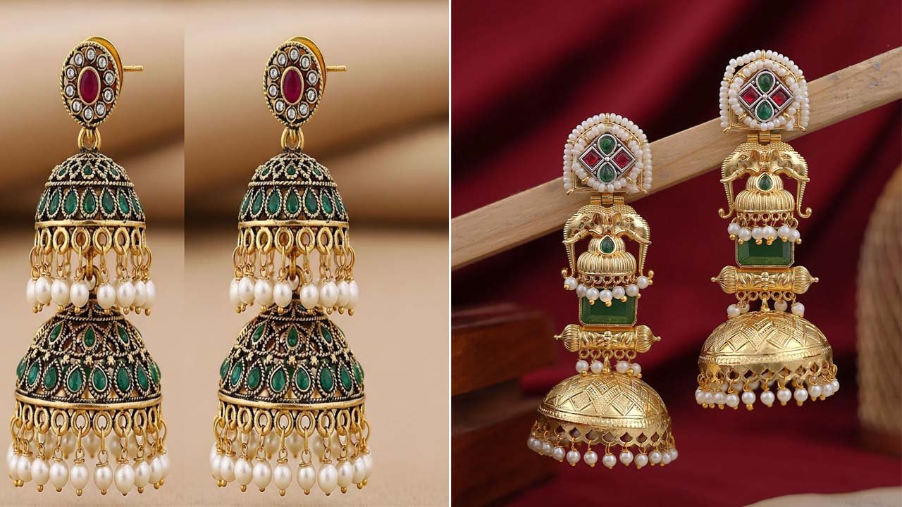 Latest jhumka Designs: अपनी साड़ी के साथ रॉयल लुक पाने के लिए इन लेटेस्ट इयररिंग्स को स्टाइल करे