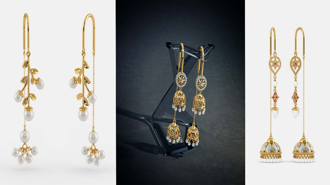 Sui Dhaga Earrings Design: वर्किंग वूमेन से ब्राइड्स तक — गोल्ड के ये लेटेस्ट सुई धागा डिजाइन ट्राई करें