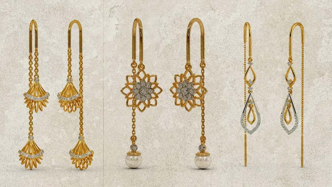 Sui Dhaga Earrings Design: वर्किंग वूमेन से ब्राइड्स तक — गोल्ड के ये लेटेस्ट सुई धागा डिजाइन ट्राई करें