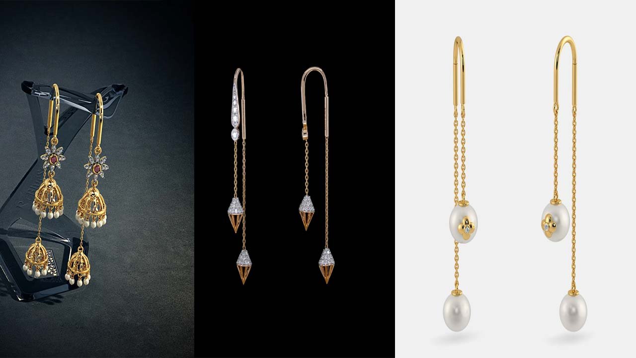 Sui Dhaga Earrings Design: वर्किंग वूमेन से ब्राइड्स तक — गोल्ड के ये लेटेस्ट सुई धागा डिजाइन ट्राई करें