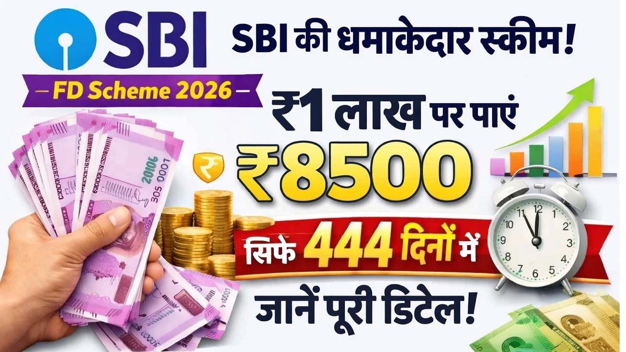SBI FD Scheme 2026: धमाकेदार अमृत कलश स्कीम लॉन्च! 1 लाख जमा कर 444 दिन में पाएं ₹8500, जानें पूरी डिटेल