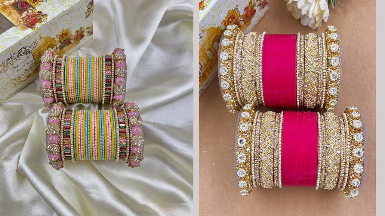 Pink Bangle Designs: डार्क कलर साड़ी के साथ पिंक चूड़ियां देंगी रॉयल टच