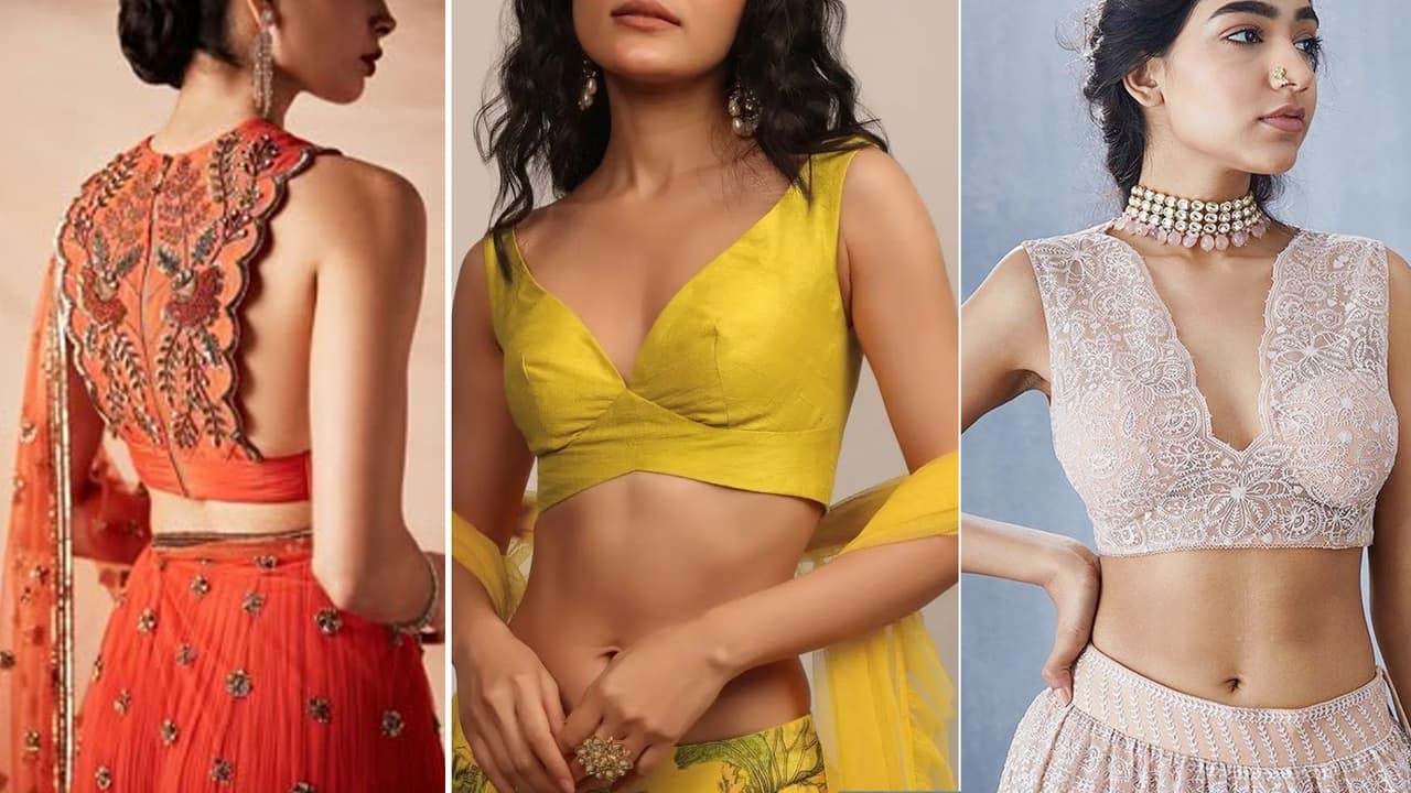 ट्रेंडी V-Neck Blouse Designs साड़ी-लहंगे को बनाएं सुपर स्टाइलिश! शादी-पार्टी लुक 2026 1 ट्रेंडी V-Neck Blouse Designs साड़ी-लहंगे को बनाएं सुपर स्टाइलिश! शादी-पार्टी लुक 2026