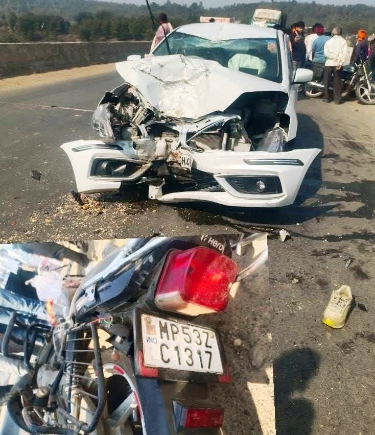 SINGRAULI - बाइक-कार की टक्कर में युवक की मौत