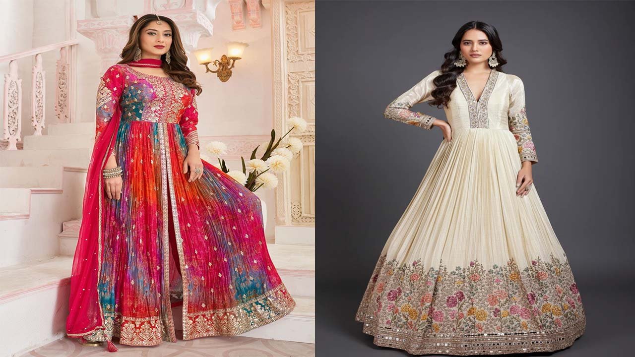 Anarkali Suit Designs: ट्रेंडिंग अनारकली सूट शादी-फंक्शन के लिए फ्लेयर्ड, एम्ब्रॉइडरी और जैकेट स्टाइल्स