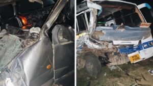 बस की टक्कर से वैन सवार 5 लोगों की मौत