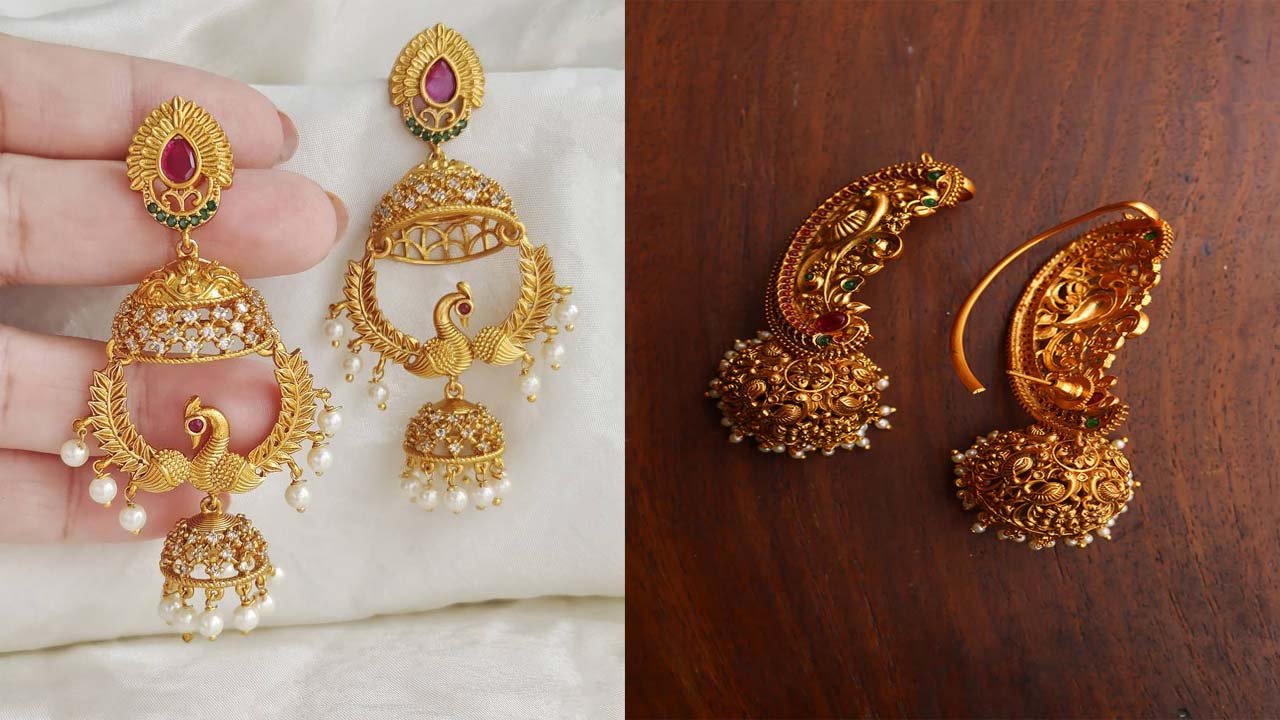 Gold Jhumka designs: फ्लोरल, टेम्पल, चांदबाली से एथनिक लुक कंपलीट करें