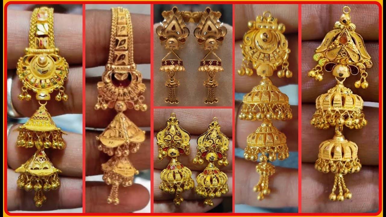 Gold Jhumka designs: फ्लोरल, टेम्पल, चांदबाली से एथनिक लुक कंपलीट करें