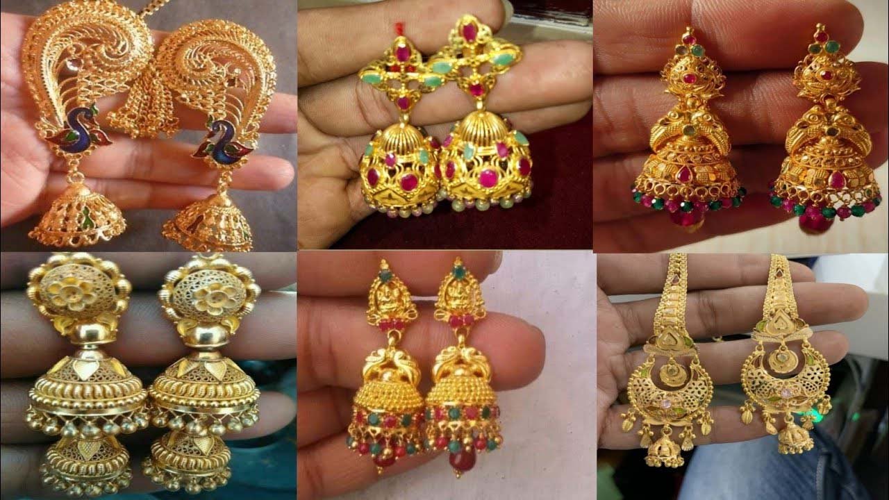 Gold Jhumka designs: फ्लोरल, टेम्पल, चांदबाली से एथनिक लुक कंपलीट करें