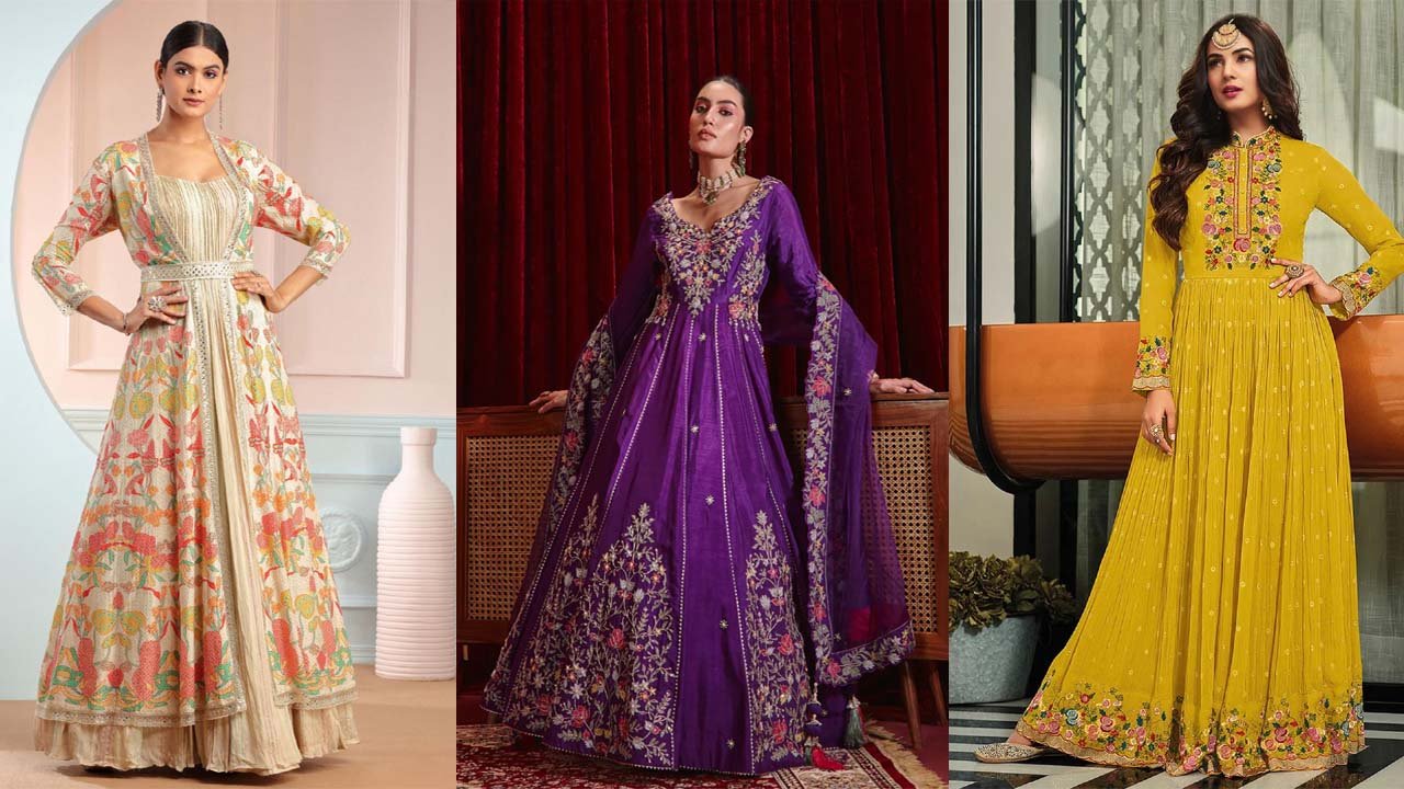 Anarkali Suit Designs: ट्रेंडिंग अनारकली सूट शादी-फंक्शन के लिए फ्लेयर्ड, एम्ब्रॉइडरी और जैकेट स्टाइल्स